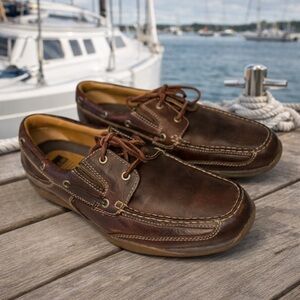 Johnston & Murphy Dark Brown Leather Loafers Boat Shoes 11.5